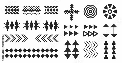 Geometric tribal patterns set for designs and backgrounds