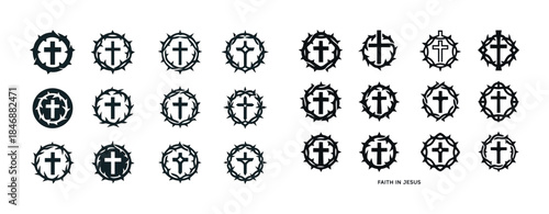 Crown of thorns and crosses collection: faith in jesus symbol se