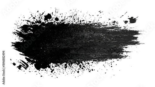 Abstract grunge paint brushstroke texture. scratched dirty ink splatter stains black and white brush stroke artistic vector background design.
