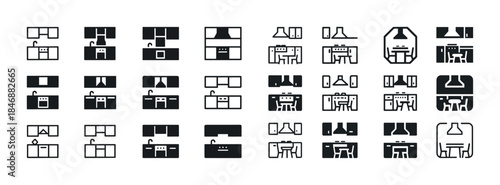 Kitchen counter icon set: diverse styles and elements for design