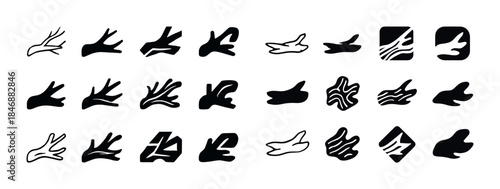 Abstract bird silhouettes and patterns in various styles