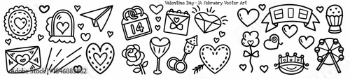 Valentine's Day vector art with hearts and love icons