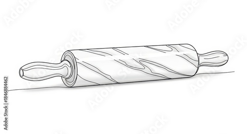 rolling pin outline drawing on white background clip art preview