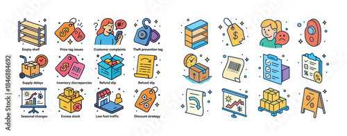 Retail challenges and solutions illustrations featuring inventor