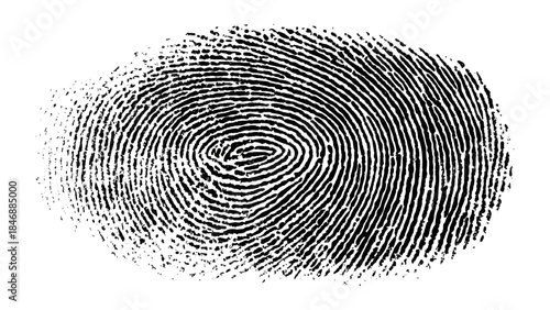 Abstract fingerprint grunge ink paint marks isolated white background and black print texture.