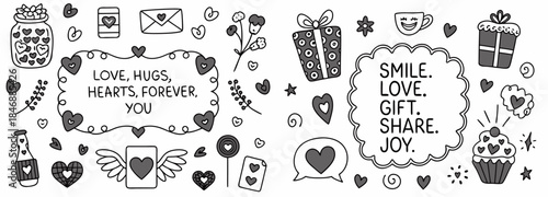 Heartfelt Valentine's Day illustrations with love messages