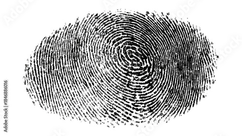 Abstract fingerprint grunge ink paint marks isolated white background and black print texture.