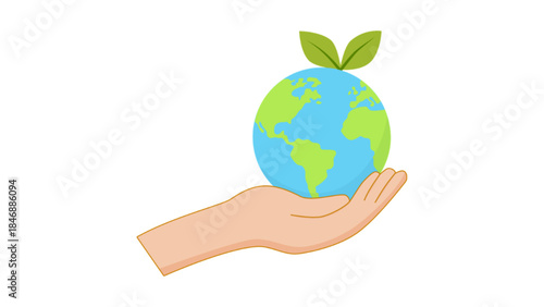 symbol of hands holding earth and leave