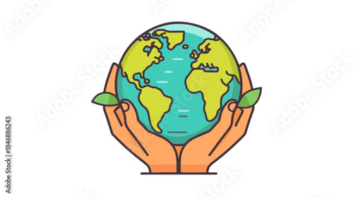 symbol of hands holding earth and leave