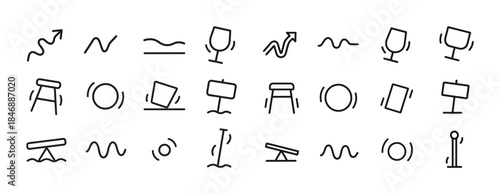 Minimalist line art: various abstract symbolic icons collection