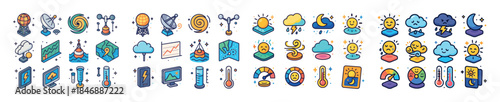 Colorful weather icons representing various meteorological condi