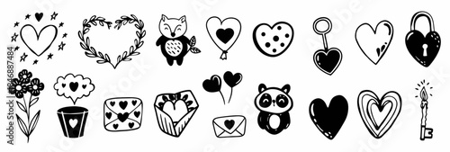 Charming heart themed illustrations for Valentine's Day