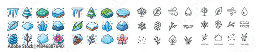 Colorful and minimalistic weather and nature icons collection