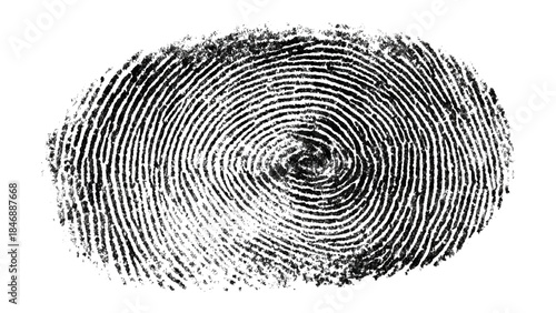 Abstract fingerprint grunge ink paint marks isolated white background and black print texture.