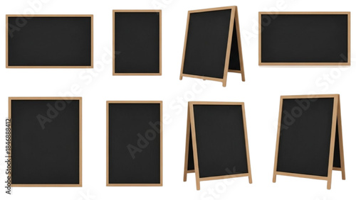 Multiple Blank Chalkboards Displayed in Various Sizes and Angles on White Background Illustration