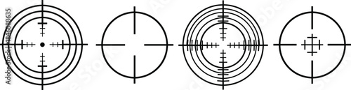 Abstract rifle scope reticle targets set, crosshair aiming symbols, military optics design, shooting range accuracy concept illustration vector graphic isolated