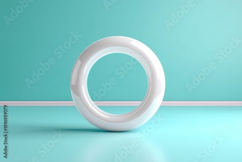 Glossy White Torus on Pastel Background