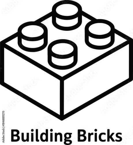 Building brick toy outline illustration