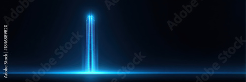 Awe inspiring abstract blue light beam glows on dark background. This futuristic technology concept represents power and energy, creating luminous, modern visual