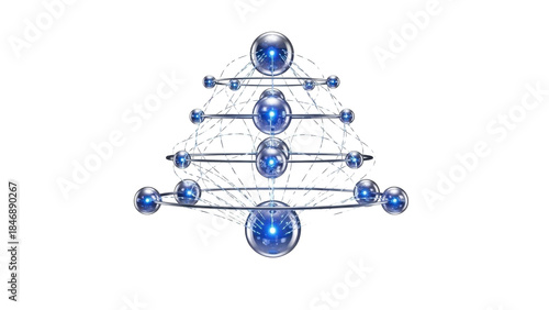 3D Deep Learning Neural Network Icon, Artificial Intelligence, isolated on white background