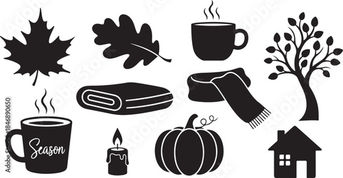 Cozy autumn icons for seasonal crafting projects