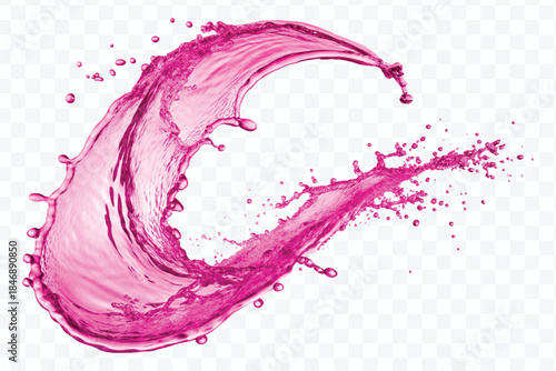 dynamic smooth liquid fresh water splash with drops in mid air cut out and curve style isolated on white background