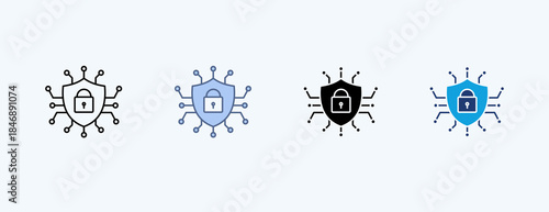 Cyber Security Multiple Icon Illustration Vector