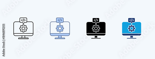 Digital Service Multiple Icon Illustration Vector