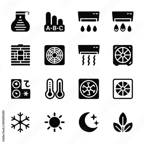  HVAC and Air Conditioning Vector Icon Set
