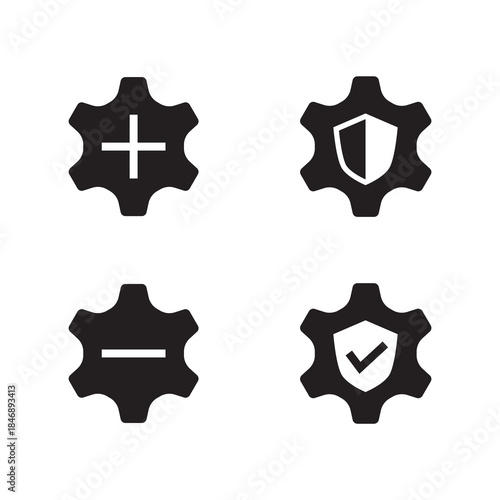 Solid Black Add Delete Security Mobile Glyph Set