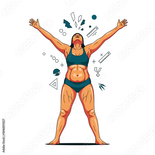 Confident woman celebrating body positivity and self-acceptance.