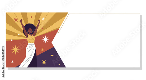 Empowered Black Woman Celebration Banner Background Vector