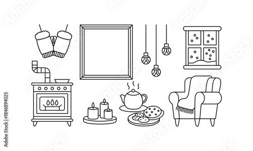 Cozy Room with Fireplace Window and Armchair