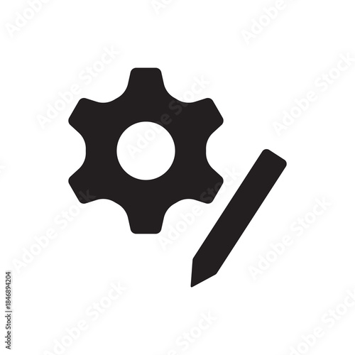 Solid Edit Customize Pencil Writing Gear Icon