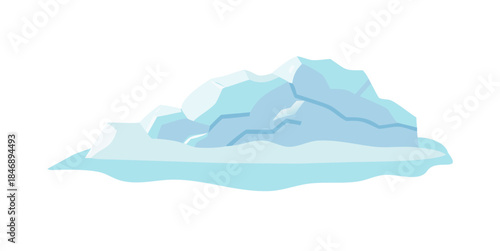 Stylized illustration of a large iceberg or ice chunk isolated on a black background