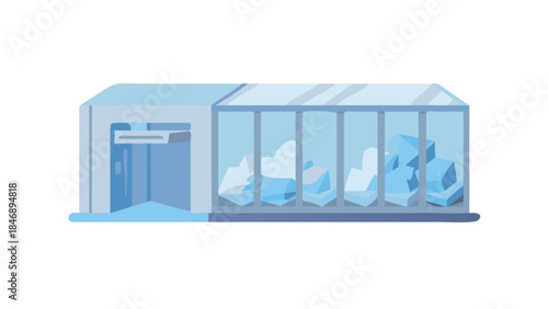 Iceberg Floating on Calm Ocean Minimal Vector Illustration on White Background