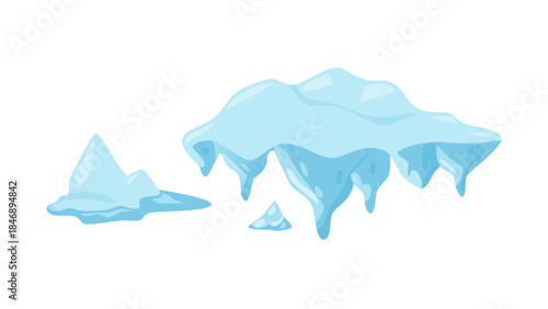Iceberg Floating on Calm Ocean Minimal Vector Illustration on White Background