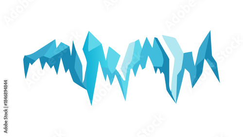 Iceberg Floating on Calm Ocean Minimal Vector Illustration on White Background