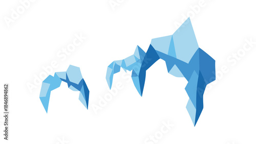 Iceberg Floating on Calm Ocean Minimal Vector Illustration on White Background