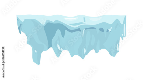 Iceberg Floating on Calm Ocean Minimal Vector Illustration on White Background