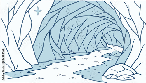 Iceberg Floating on Calm Ocean Minimal Vector Illustration on White Background