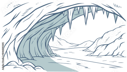 Iceberg Floating on Calm Ocean Minimal Vector Illustration on White Background