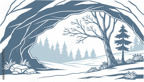 Iceberg Floating on Calm Ocean Minimal Vector Illustration on White Background