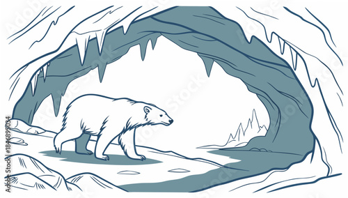 Iceberg Floating on Calm Ocean Minimal Vector Illustration on White Background