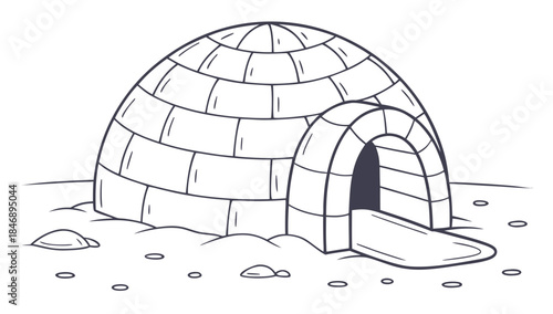 Iceberg Floating on Calm Ocean Minimal Vector Illustration on White Background