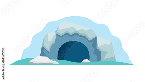 Iceberg Floating on Calm Ocean Minimal Vector Illustration on White Background