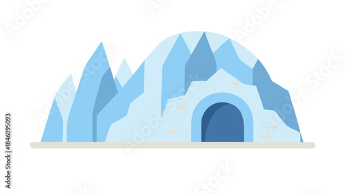 Iceberg Floating on Calm Ocean Minimal Vector Illustration on White Background