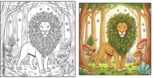 fantasy lion creature vector coloring page