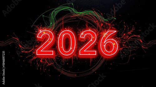 2026 inscription logo new year texture