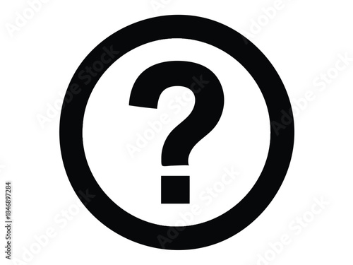 A black question mark inside a simple circular black border